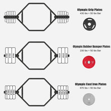 Load image into Gallery viewer, Gymax 56&#39;&#39; Olympic Hexagon Deadlift Bar Trap Bar W/ Folding Grips Powerlifting
