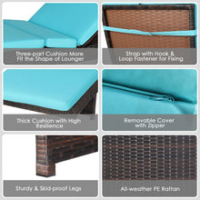 Load image into Gallery viewer, Gymax Foldable Patio Rattan Chaise Lounge Chair w/5 Back Positions Turquoise Cushion
