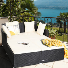 Load image into Gallery viewer, Gymax Rattan Patio Daybed Loveseat Sofa Yard Outdoor w/ Beige Cushions Pillows
