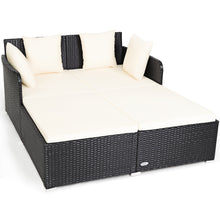 Load image into Gallery viewer, Gymax Rattan Patio Daybed Loveseat Sofa Yard Outdoor w/ Beige Cushions Pillows
