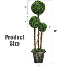 Load image into Gallery viewer, Gymax 4 Ft Artificial Topiary Tree Fake Triple Ball Plant Home Office Decoration
