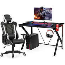 Load image into Gallery viewer, Gymax Gaming Desk&amp;Massage Gaming Chair Set w/Headphone Hook &amp; Game Storage
