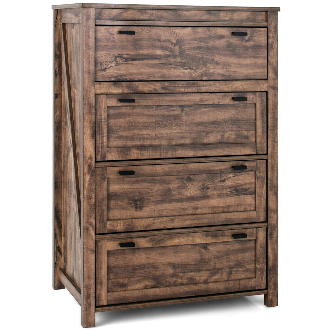Gymax 4 Drawers Dresser Rustic Vertical Drawer Chest Industrial Dresser Tower