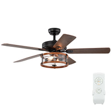 Load image into Gallery viewer, Gymax 52&#39;&#39; Retro Ceiling Fan Lamp w/Glass Shade Reversible Blade Remote Control
