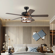 Load image into Gallery viewer, Gymax 52&#39;&#39; Retro Ceiling Fan Lamp w/Glass Shade Reversible Blade Remote Control
