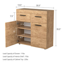 Load image into Gallery viewer, Gymax Free Standing Storage Cabinet Floor Cabinet w/ 2 Drawers Doors &amp; Shelves
