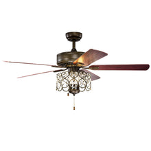 Load image into Gallery viewer, Gymax 52&#39;&#39; Ceiling Fan W/ Light Retro Crystal Chandelier Ceiling Fan 5 Reversible Fan
