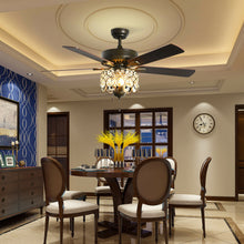 Load image into Gallery viewer, Gymax 52&#39;&#39; Ceiling Fan W/ Light Retro Crystal Chandelier Ceiling Fan 5 Reversible Fan
