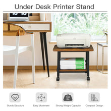 Load image into Gallery viewer, Gymax 2-Tier Rolling Under Desk Printer Cart Machine Stand Storage Rack Brown
