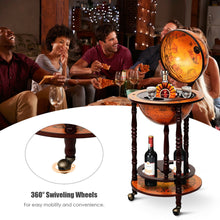 Load image into Gallery viewer, Gymax Wood Globe Wine Bar Stand 16th Century Italian Rack Liquor Bottle Shelf
