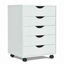 Load image into Gallery viewer, Gymax 5 Drawer Dresser Storage Cabinet Chest w/Wheels for Home Office White
