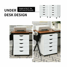 Load image into Gallery viewer, Gymax 5 Drawer Dresser Storage Cabinet Chest w/Wheels for Home Office White
