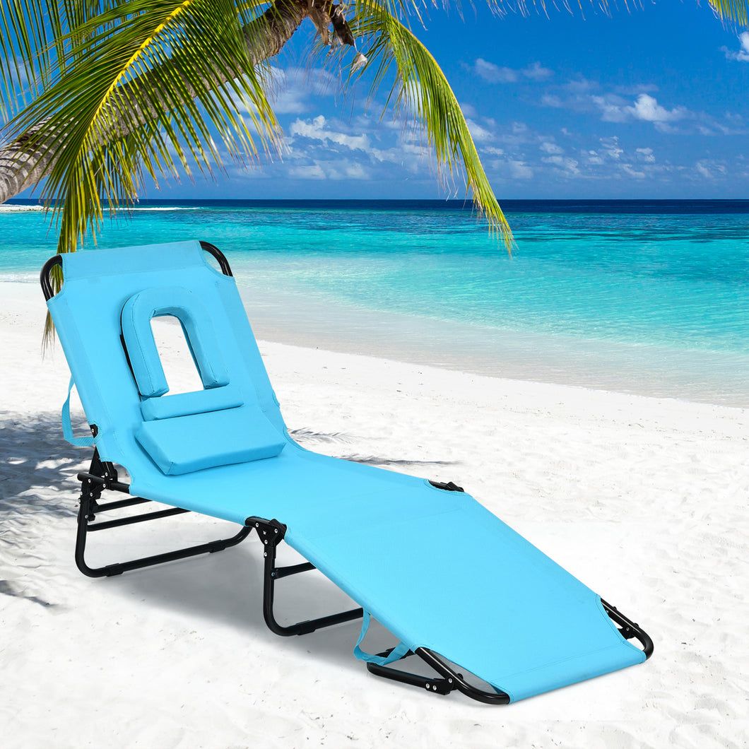 Gymax Folding Chaise Lounge Chair Bed Adjustable Patio Beach Camping Recliner