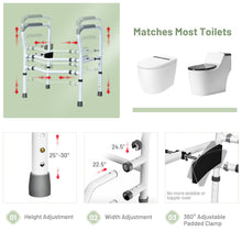 Load image into Gallery viewer, Gymax Adjustable Toilet Safety Frame &amp; Rail Stand Alone Bathroom Toilet Handrail
