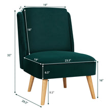 Load image into Gallery viewer, Gymax Velvet Accent Chair Single Sofa Chair Leisure Chair with Wood Frame Green
