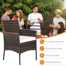 Load image into Gallery viewer, Gymax Patio 4PCS Rattan Arm Dining Chair Cushioned Sofa Furniture Brown
