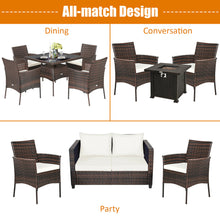 Load image into Gallery viewer, Gymax Patio 4PCS Rattan Arm Dining Chair Cushioned Sofa Furniture Brown
