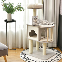 Load image into Gallery viewer, Gymax 46&#39;&#39; Modern Wooden Cat Tree with Platform &amp; Washable Cushions for Cats &amp; Kittens
