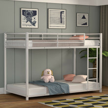 Load image into Gallery viewer, Gymax Twin Over Twin Bunk Bed Frame Platform W/Guard Rails &amp; Side Ladder White
