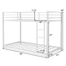 Load image into Gallery viewer, Gymax Twin Over Twin Bunk Bed Frame Platform W/Guard Rails &amp; Side Ladder White
