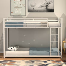 Load image into Gallery viewer, Gymax Twin Over Twin Bunk Bed Frame Platform W/Guard Rails &amp; Side Ladder White
