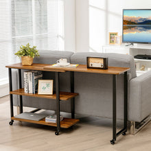 Load image into Gallery viewer, Gymax Sofa Side End Table 360¡ã Rotating Bookcase w/Storage Shelves &amp; Wheels Brown
