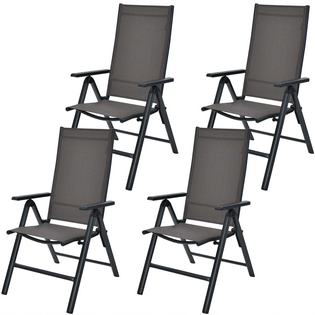 Gymax Set of 4 Folding Patio Dining Chair Camping Chair w/ Adjustable Backrest