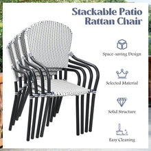 Load image into Gallery viewer, Gymax Set of 4 Patio Rattan Dining Chairs Stackable Armrest No Assembly
