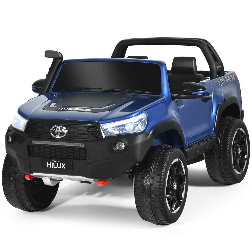 Gymax 24V Licensed Toyota Hilux Ride On Truck Car 2-Seater 4WD w/ Remote Painted Blue