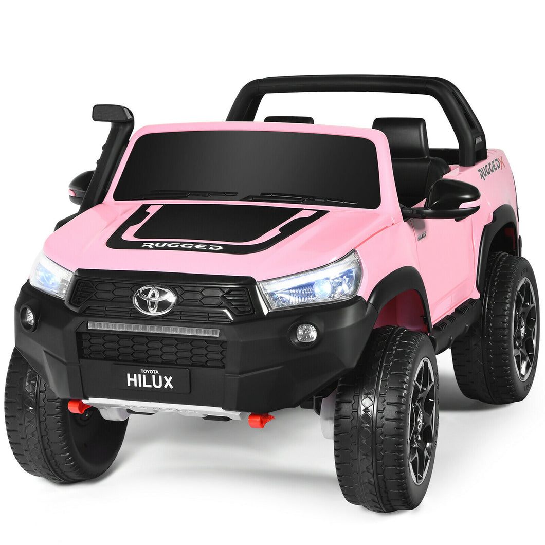 Gymax 24V Licensed Toyota Hilux Ride On Truck Car 2-Seater 4WD w/ Remote Control Pink