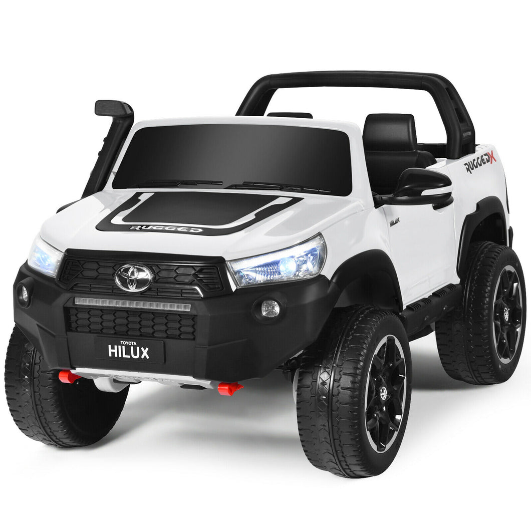 Gymax 24V Licensed Toyota Hilux Ride On Truck Car 2-Seater 4WD w/ Remote Control White