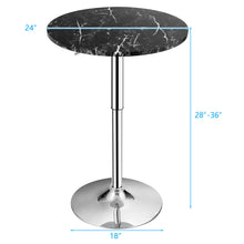 Load image into Gallery viewer, Gymax Round Pub Table Swivel Adjustable Bar Table w/ Faux Marble Top Black
