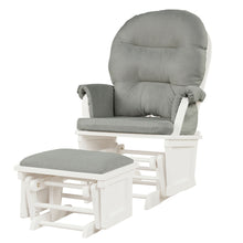 Load image into Gallery viewer, Gymax Wood Glider &amp; Ottoman Cushion Set Baby Nursery Rocking Chair Light Grey
