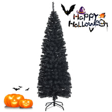Load image into Gallery viewer, Gymax 6FT Unlit Black Halloween Pencil Tree Christmas Tree w/ 520 PVC Branch Tips
