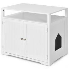 Load image into Gallery viewer, Gymax Wooden Cat Litter Box Enclosure Hidden Cat Washroom w/ Storage Layer
