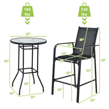 Load image into Gallery viewer, Gymax 3PCS Patio Bar Set Outdoor Bistro Set w 2 Stools &amp; 1 Tempered Glass Table
