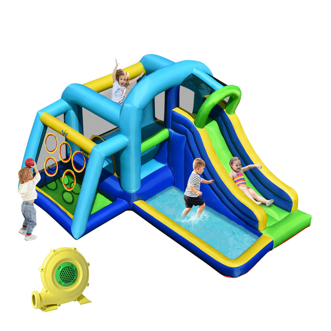 Gymax Slide Water Park Inflatable Climbing Bounce House Ball Pit w750W Blower