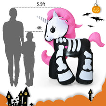 Load image into Gallery viewer, Gymax 5.5ft Inflatable Skeleton Unicorn Halloween Decoration w/ Built-in LED Lights
