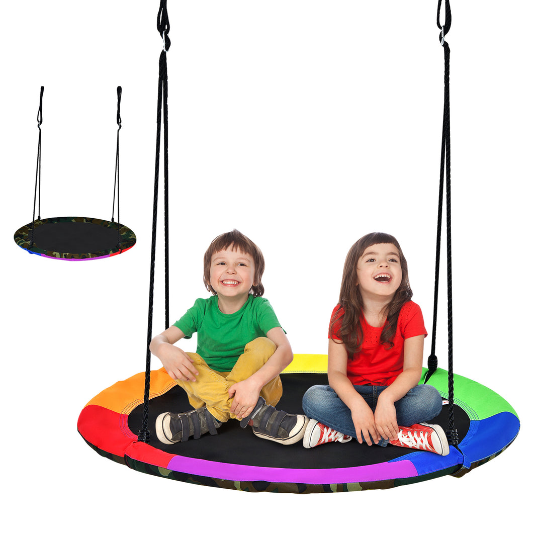 Gymax 40'' Flying Saucer Tree Swing for Kids Round Tree Swing for Outdoor