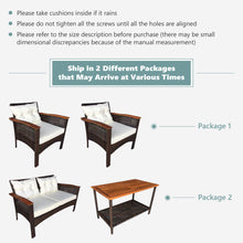 Load image into Gallery viewer, Gymax 4PCS Rattan Patio Furniture Set Acacia Wood Outdoor Conversation Set w/ Cushions
