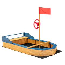 Load image into Gallery viewer, Gymax Kids Pirate Boat Wood Sandbox w/ Storage Box &amp; Non-Woven Fabric Liner
