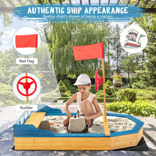 Load image into Gallery viewer, Gymax Kids Pirate Boat Wood Sandbox w/ Storage Box &amp; Non-Woven Fabric Liner
