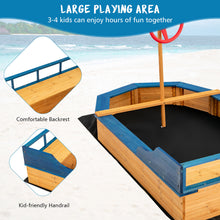 Load image into Gallery viewer, Gymax Kids Pirate Boat Wood Sandbox w/ Storage Box &amp; Non-Woven Fabric Liner
