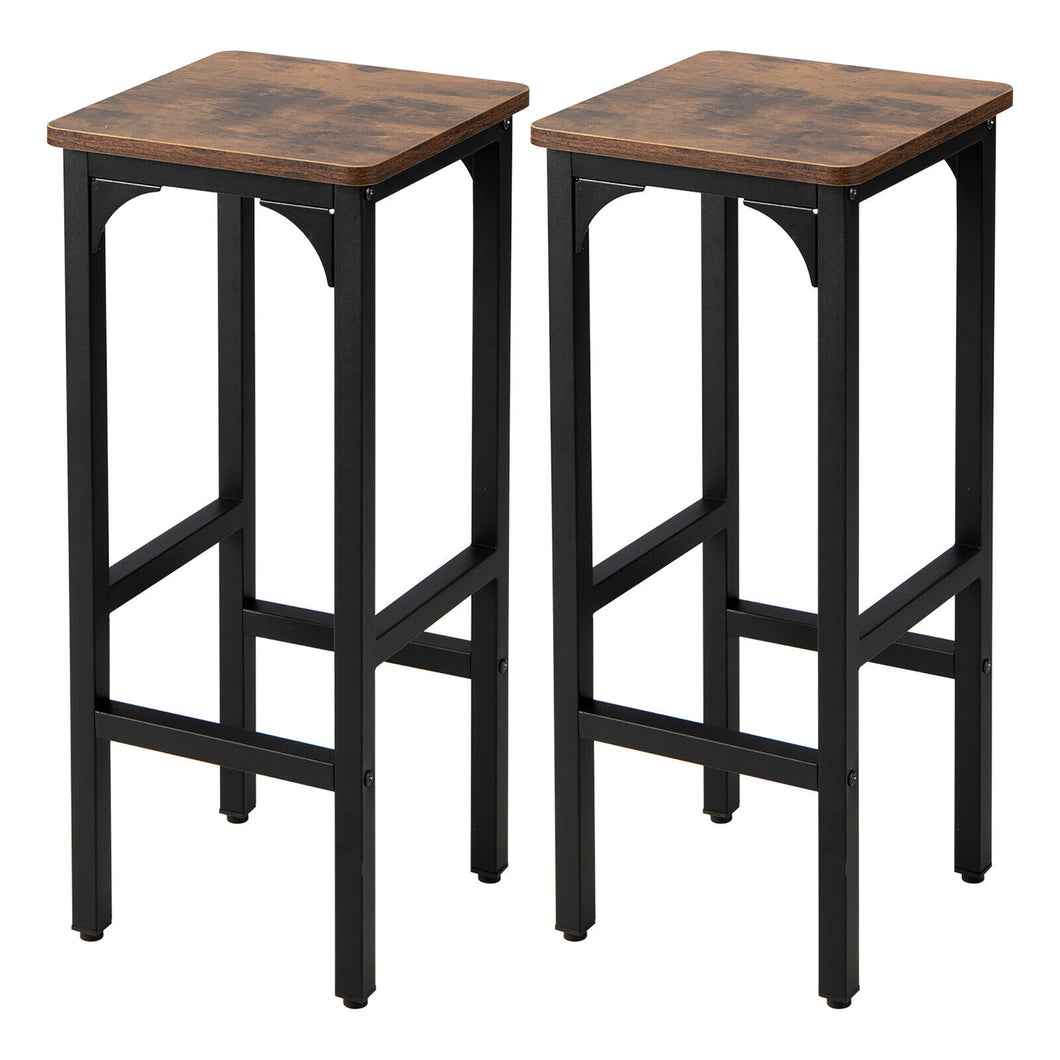 Gymax Set of 2 Industrial Bar Stools 28'' Kitchen Breakfast Bar Chairs Rustic Brown