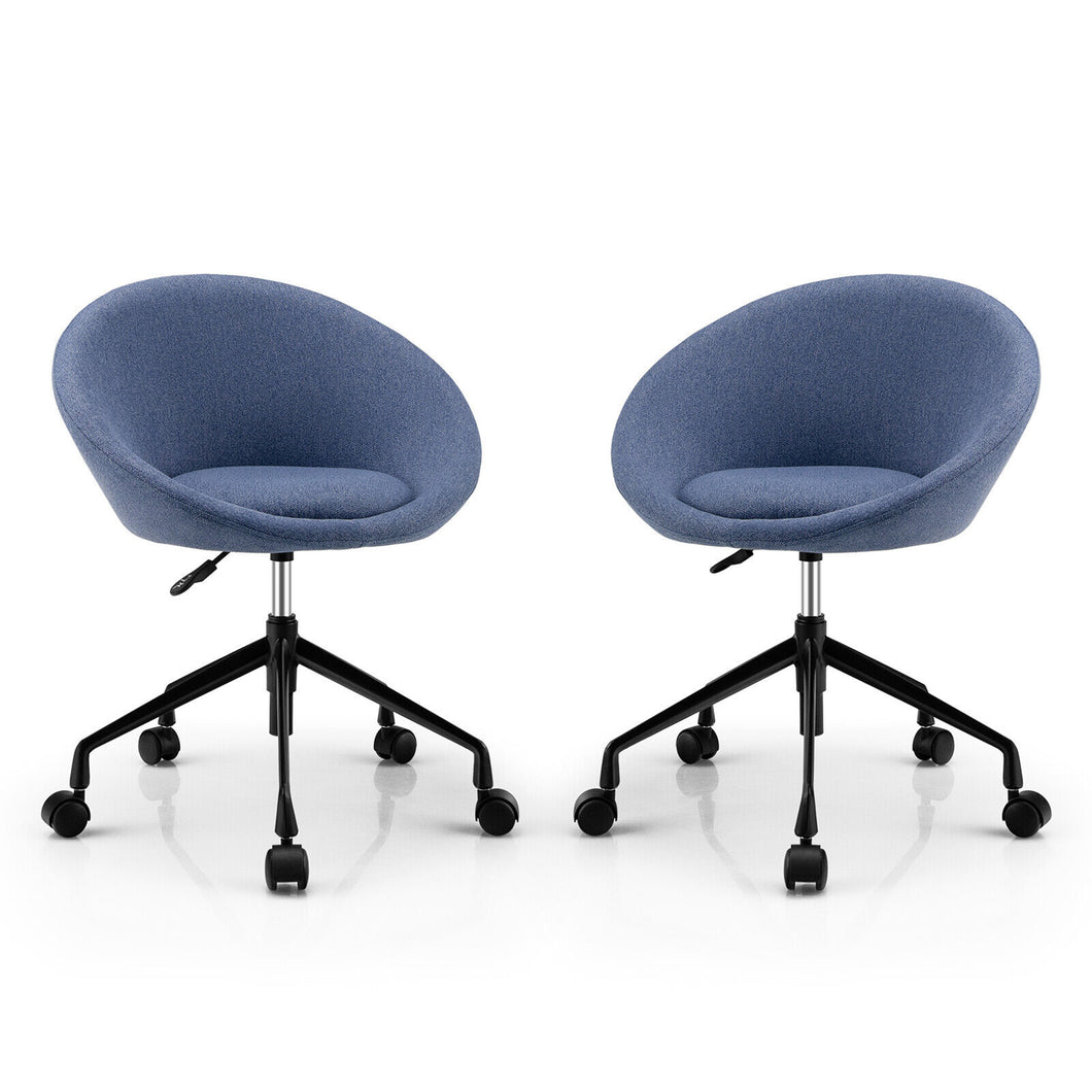 Gymax Set of 2 Swivel Home Office Chair Adjustable Accent Chair w/ Flexible Casters Blue
