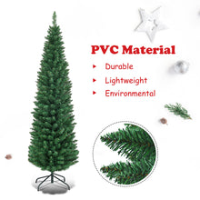 Load image into Gallery viewer, Gymax  5&#39; PVC Artificial Christmas Tree Holiday Decor Slim Pencil Tree Metal Stand
