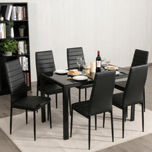 Load image into Gallery viewer, Gymax Set of 6 Dining Side Chair PVC High Back Metal Legs Kitchen Home Furniture Black
