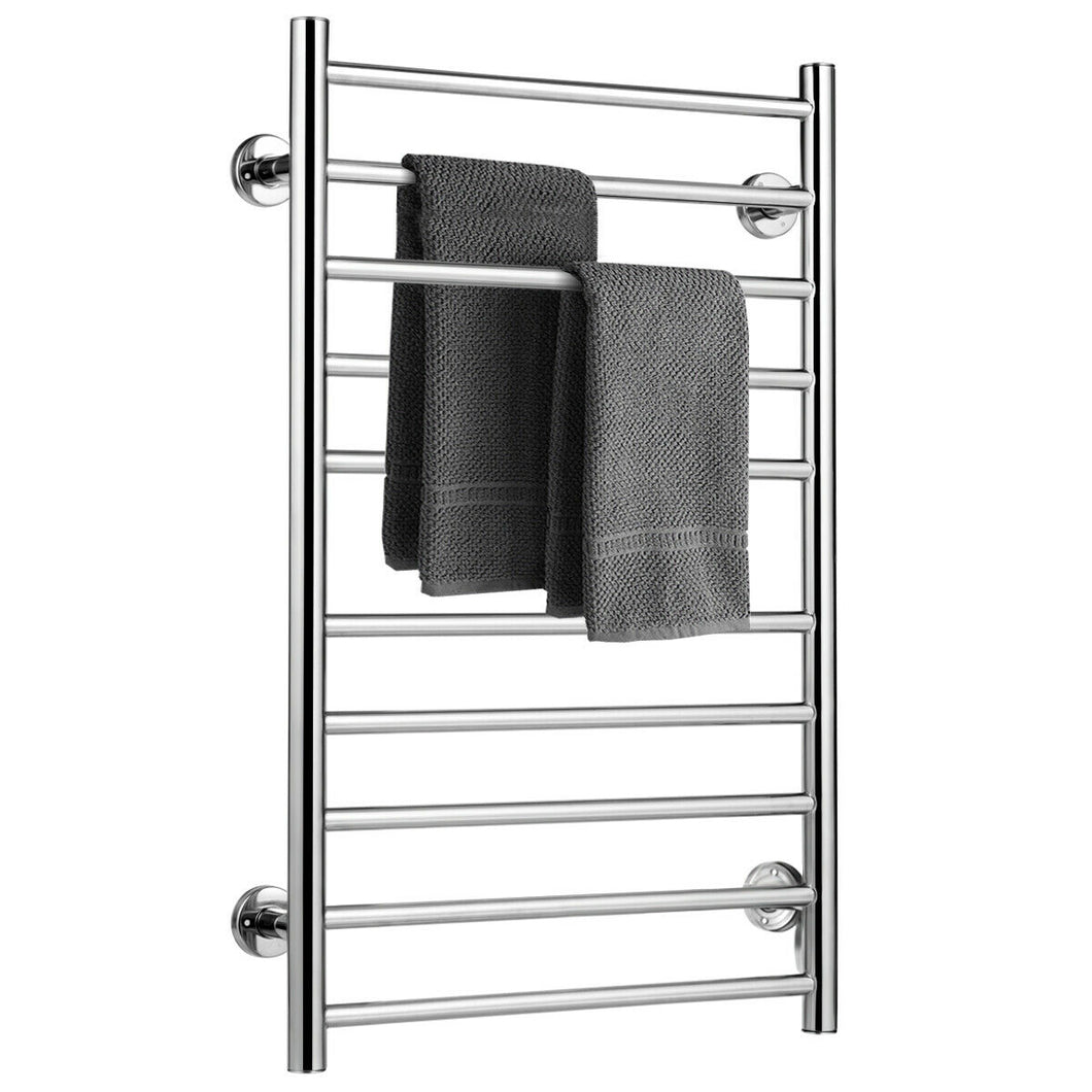 Gymax Stainless Steel Electric Towel Rail Rack 10-bar Rung Heated Bathroom Warmer