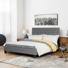 Load image into Gallery viewer, Gymax Full Size Upholstered Panel Bed W/Linen Panel Headboard Upholstered Wooden Bed
