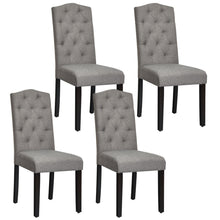 Load image into Gallery viewer, Gymax Set of 4 Tufted Dining Chair Upholstered w/ Nailhead Trim &amp; Rubber Wooden Legs
